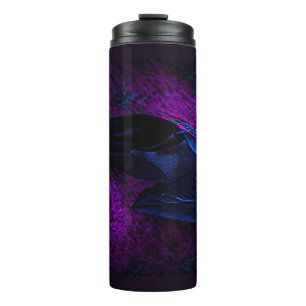 Spooky Black Material Rose, Black Spiders Thermal Tumbler