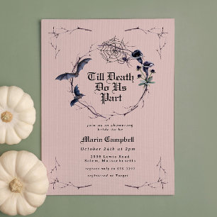 Spooky Black Pink Halloween Bridal Shower Invitation