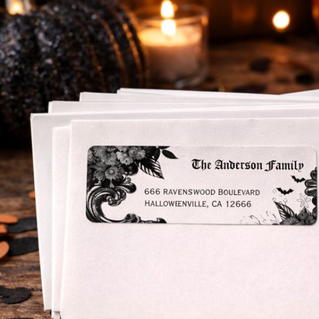 Spooky Black Raven Halloween Return Address Label (Creator Uploaded)
