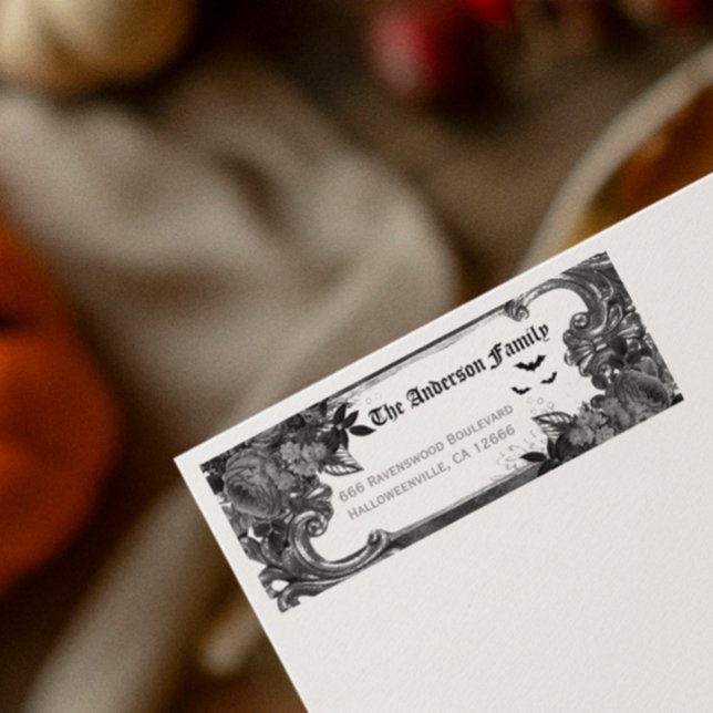 Spooky Black Raven Halloween Return Address Label (Creator Uploaded)