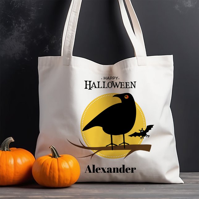 Spooky Black Raven Halloween Tote Bag (Creator Uploaded)