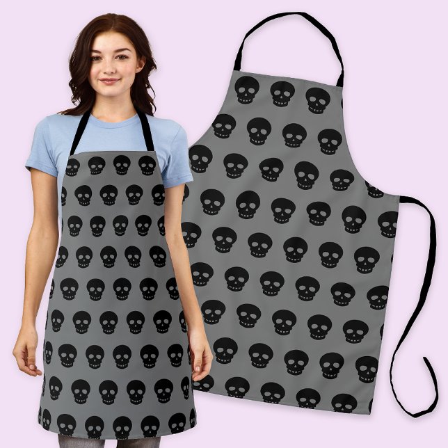 Spooky Black Skull Pattern Apron (Creator Uploaded)