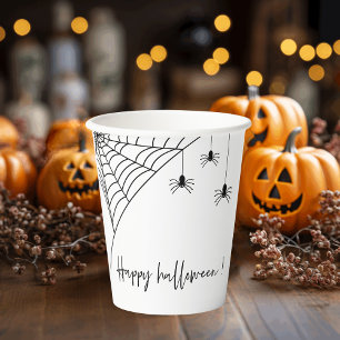 Spooky Black Spiders Party Happy Halloween Paper Cups