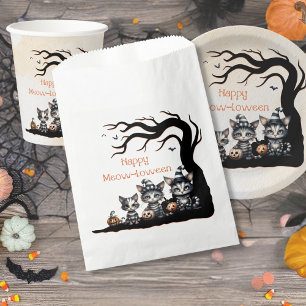 Spooky Black Striped Halloween Ghost Kittens   Favour Bag