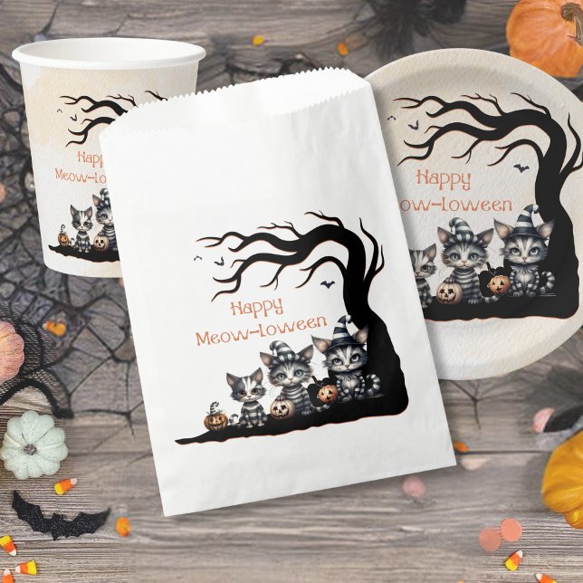 Spooky Black Striped Halloween Ghost Kittens   Favour Bag (Creator Uploaded)
