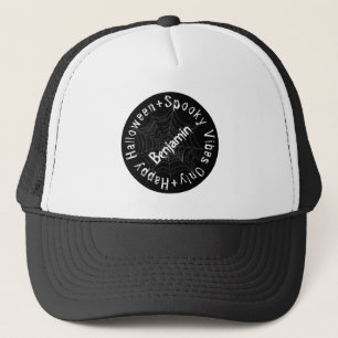 Spooky Black & White Happy Halloween Baseball Hats