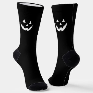 Spooky black white jack o lantern fun Halloween Socks