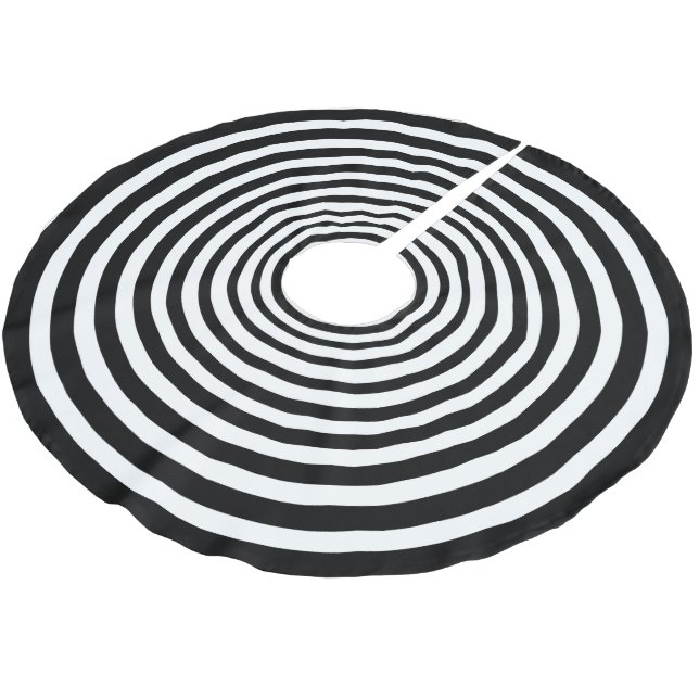 Spooky Black White Optical Illusion Circle Brushed Polyester Tree Skirt (Angled)