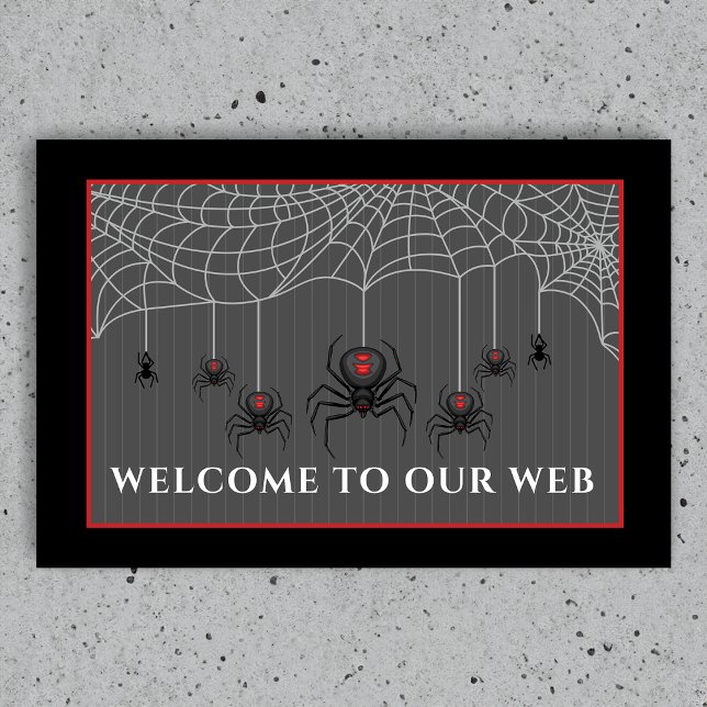 Spooky Black Widow Spider Web Halloween Doormat (Creator Uploaded)