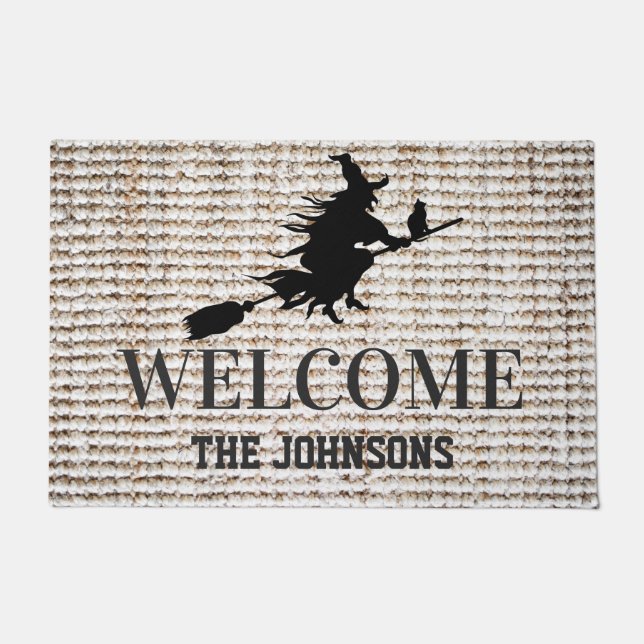 Spooky Black Witch Halloween Doormat (Front)
