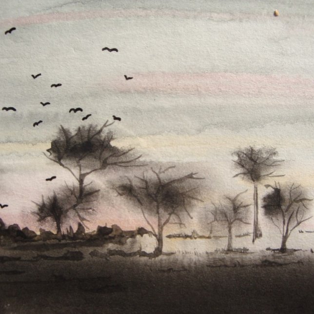 Spooky black woodland trees sunset landscape jigsaw puzzle (Creator Uploaded)