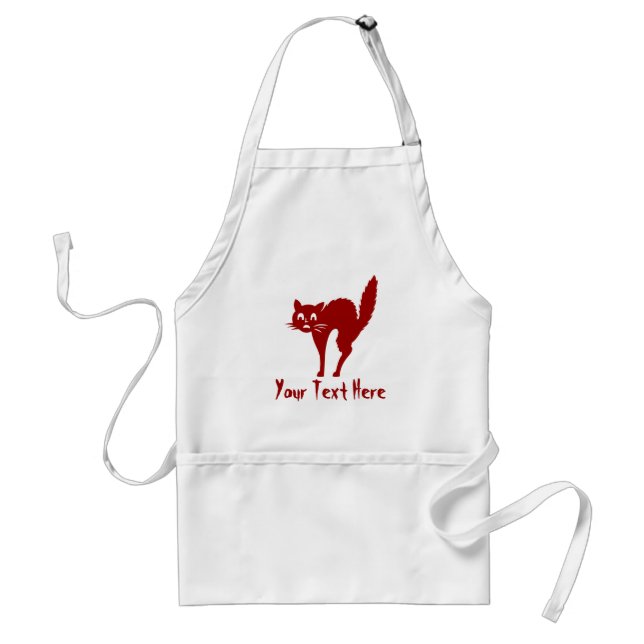 spooky blood red cat halloween fun standard apron (Front)