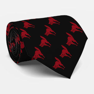 spooky blood red frightened  cat halloween tie