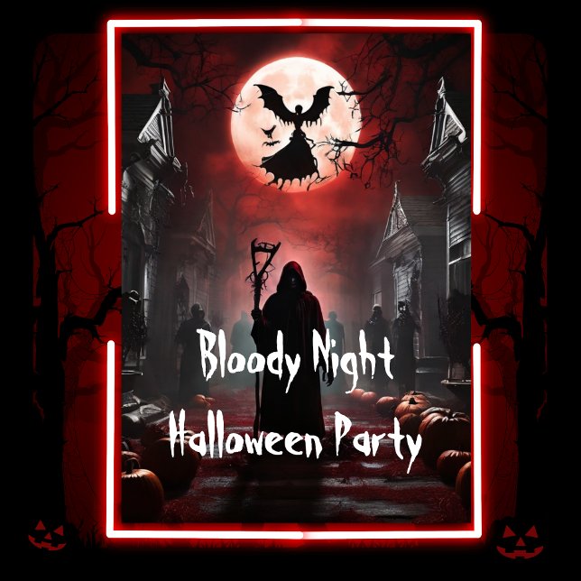 Spooky Bloody Night Adult Halloween Party Invitation (Creator Uploaded)