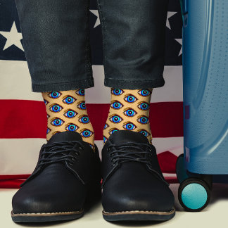 Spooky Blue Eye Pixel Art Cool Modern Funny Geeky Socks