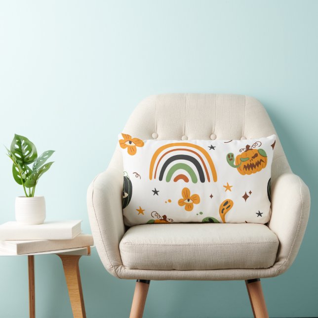 Spooky Boho Halloween Pattern Lumbar Cushion (Chair)