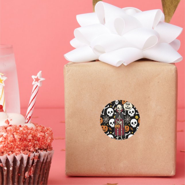 Spooky Bones And Skeletons For Halloween Classic Round Sticker (Party)