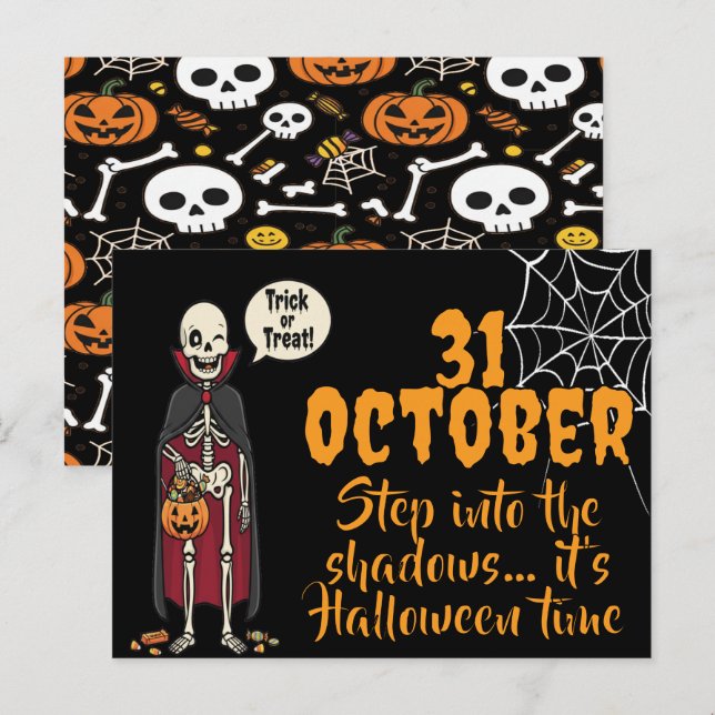 Spooky Bones And Skeletons For Halloween Postcard (Front/Back)
