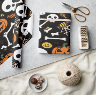 Spooky Bones And Skeletons For Halloween Wrapping Paper