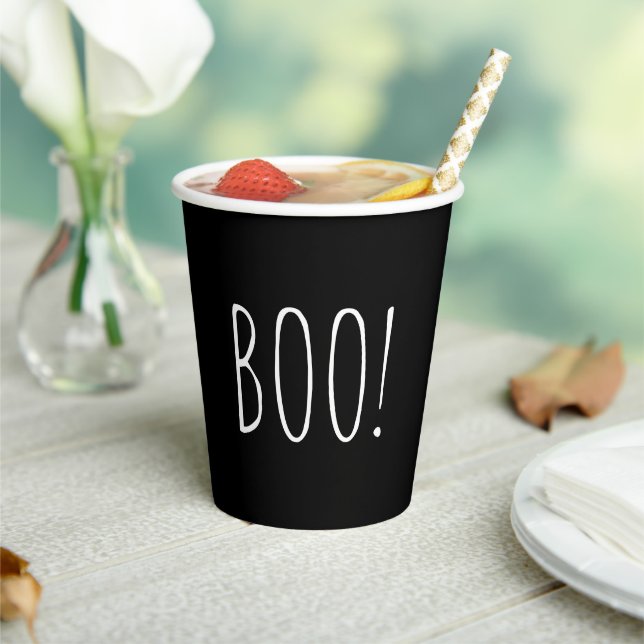 Spooky Boo | Cute Black Halloween Kids Ghost Party Paper Cups (Insitu)