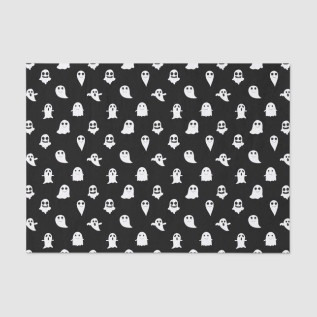 Spooky Boo Ghost Black and White pattern Halloween Tissue Paper (Front)