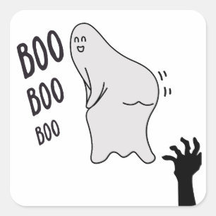 Spooky Boo Ghost Halloween Funny Novelty Shirt Square Sticker