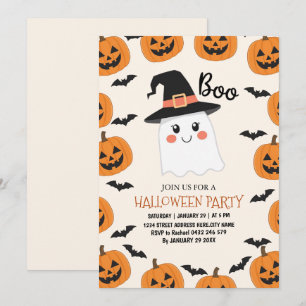 Spooky Boo Ghost Kids Halloween Party Invitation