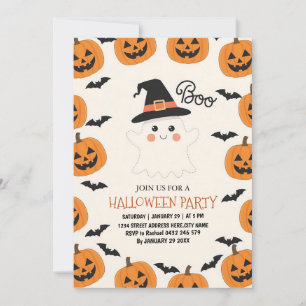 Spooky Boo Ghost Kids Halloween Party Invitation