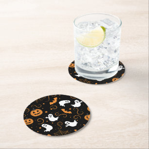 Spooky Boo-tiful Night Round Paper Coaster