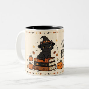 Spooky Book Club Black Cat Two-Tone Coffee Mug