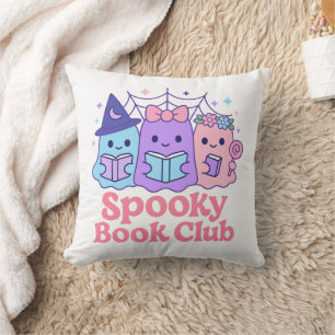 Spooky Book Club Cute Ghost Reading Cushion
