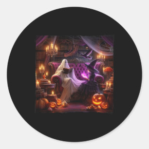 Spooky Bookish Haunted Halloween Vintage Bookstore Classic Round Sticker