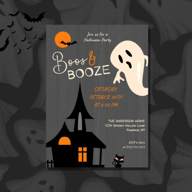 Spooky Boos & Booze Halloween Party Invitation (Creator Uploaded)