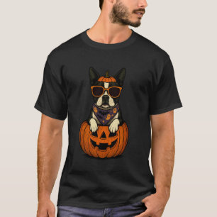 Spooky Boston Terrier Pumpkin Halloween Dog Lover T-Shirt