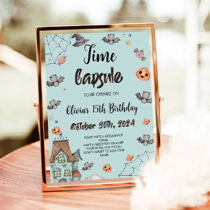 Spooky Boy Halloween Birthday Time Capsule Sign
