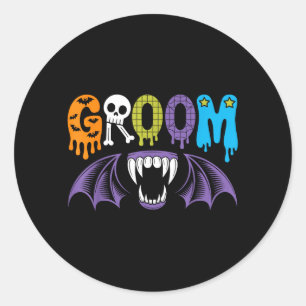 Spooky Bride and Groom Halloween Wedding Love Classic Round Sticker