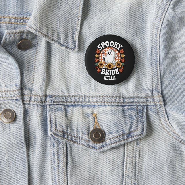 Spooky Bride Ghost Halloween Personalised  6 Cm Round Badge (In Situ)