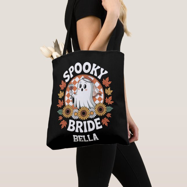 Spooky Bride Ghost Halloween Personalised  Tote Bag (Close Up)