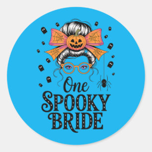 Spooky Bride Hair Engagement Wedding Halloween Classic Round Sticker