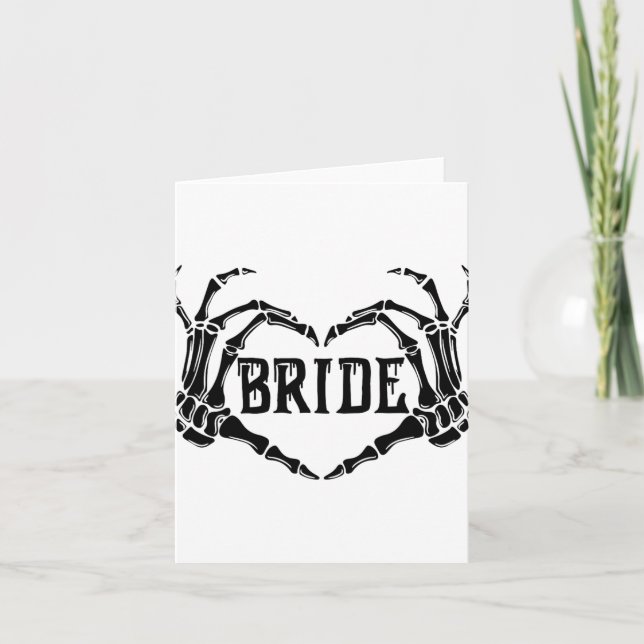 Spooky Bride Skeleton Hands Engagement Wedding Hal Card (Front)