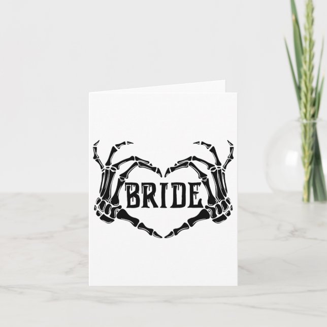 Spooky Bride Skeleton Hands Engagement Wedding Hal Card (Front)
