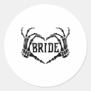 Spooky Bride Skeleton Hands Engagement Wedding Hal Classic Round Sticker