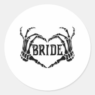 Spooky Bride Skeleton Hands Engagement Wedding Hal Classic Round Sticker