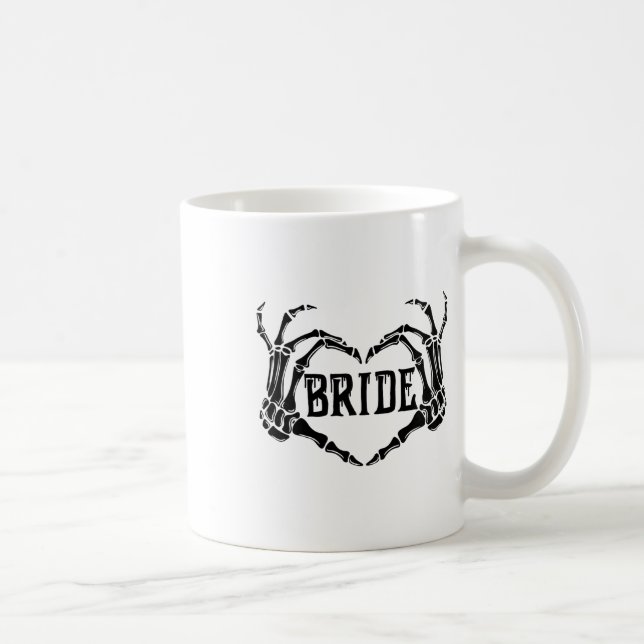 Spooky Bride Skeleton Hands Engagement Wedding Hal Coffee Mug (Right)