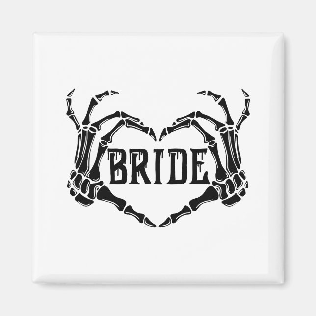 Spooky Bride Skeleton Hands Engagement Wedding Hal Magnet (Front)