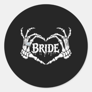 Spooky Bride Skeleton Hands Halloween Engagement Classic Round Sticker