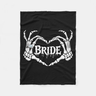 Spooky Bride Skeleton Hands Halloween Engagement Fleece Blanket