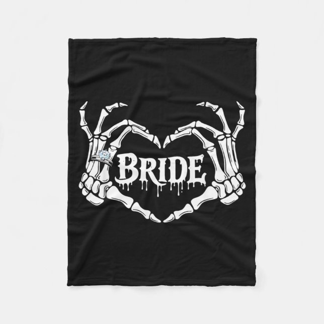 Spooky Bride Skeleton Hands Halloween Engagement Fleece Blanket (Front)