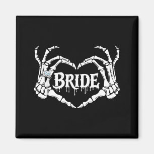 Spooky Bride Skeleton Hands Halloween Engagement Magnet