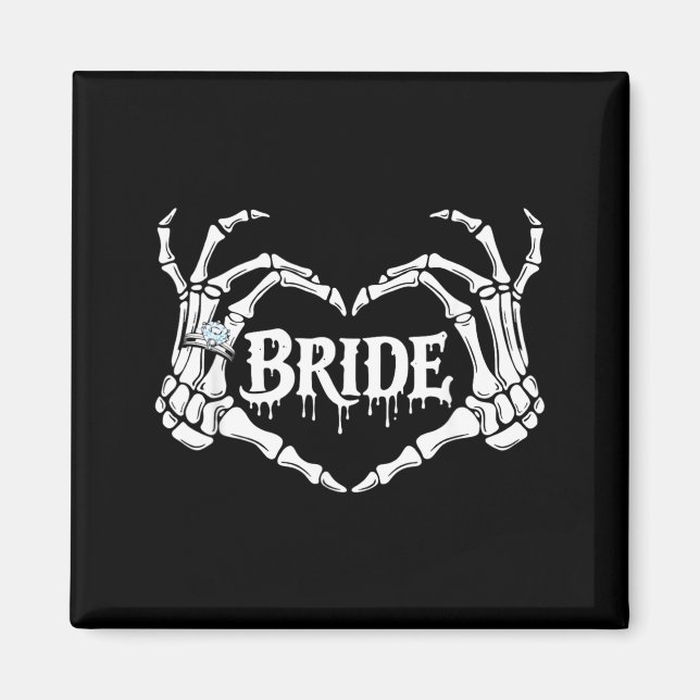 Spooky Bride Skeleton Hands Halloween Engagement Magnet (Front)